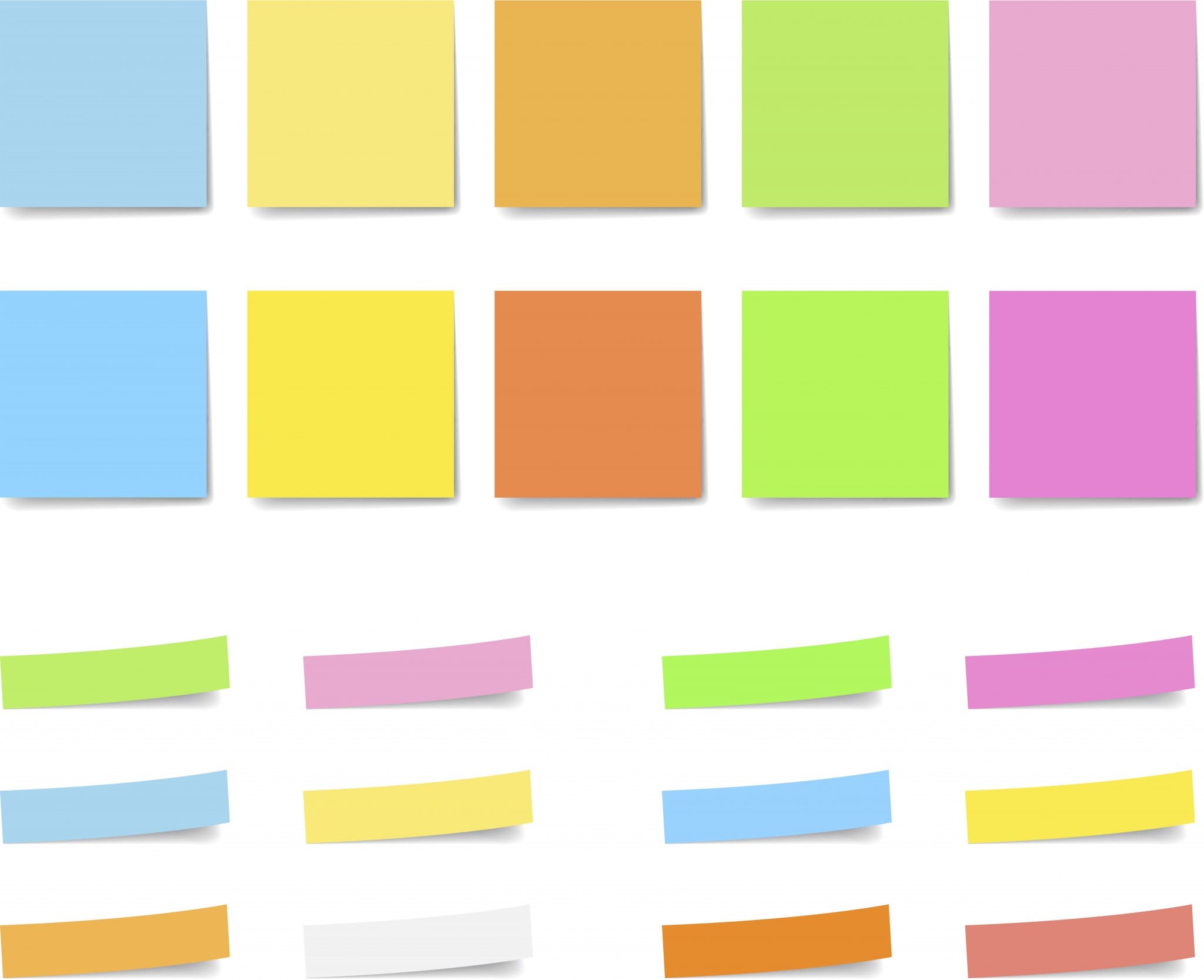 Post-Its are organized by color.
